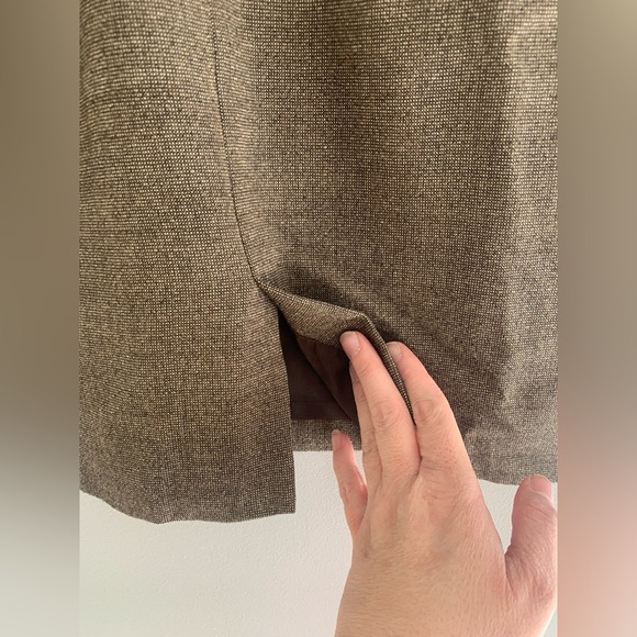 Antonio Melani Womens Mini Skirt 10 Brown Tweed Wool Blend Lined Side Zip Slit - Picture 6 of 10